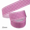 Nastro Vichy Rosa 25mm Tessuto a Quadri Fettuccia per Fai da Te Artigianato e Portachiavi - M-21329-298 * 10 Yard