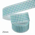 Nastro a quadri turchese 25mm nastro scozzese gingham per fai da te, confezioni regalo e cordini. - M-21329-299 * 10 Yard
