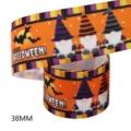 Halloween grosgrain ribbon 38mm printed orange purple striped fabric trim for party decor - Style M-21610-811 / 10 Yards Pack