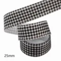 Nastro a quadri bianco e nero da 25mm per fai da te cordini portachiavi e decorazioni - M-21329-300 * 10 Yard