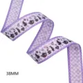 38mm purple Alice theme printed ribbon fabric tape for DIY hair bows gifts wrapping decor - Style A6 * 100 Yards