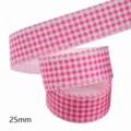 Nastro a quadri gingham rosa e bianco da 25 mm per artigianato fai da te e cucito fiocchi - M-21329-301 * 10 Yard