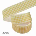Nastro grosgrain a quadri gialli da 25mm per fai da te, confezioni regalo e accessori di cucito. - M-21329-302 * 10 Yard