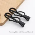Pinces à cheveux noires en cœur, pinces bec de canard en métal de 7cm de long et 2,6cm de large. - Attache Cœur / Cœur Noir / Noir