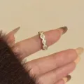 Luxe handgemaakte emaillen zirkoon kruis ring, elegante goud metaal bloem open ring. - B Wit-3123