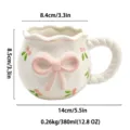 Jolie tasse en céramique avec nœud, tasse à café esthétique et tasse à thé pour usage quotidien. - Style A
