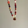 Halloween kleurrijke schedel houten kralen ketting met pompoen hanger, feestelijke mode sieraden. - Veelkleurige Schedel Pompoen Stijl (04)