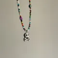 Kleurrijke kralen Halloween schedel ketting handgemaakte hanger mode sieraden voor vrouwen - Zwart-Wit Schedel Stijl (08)