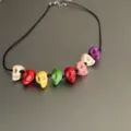 Kleurrijke schedel kraal ketting gothische Halloween sieraden mode statement ketting vrouwen - Gekerfde Kleurrijke Schedelketting (10)