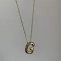 Gouden letter G hanger ketting, opgeblazen bedel met satellietketting voor damesstijl. - Goud G