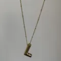 Verguld messing initiaal L letter hanger ketting, elegante fijn choker ketting sieraden. - Goud L