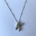 Zilveren 3D opgeblazen letter K hanger ketting met fijn kralenketting minimalistisch. - Zilver K