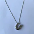 Prachtige zilveren opgeblazen letter U hanger ketting satellietketting sieraden voor vrouwen - Zilver U