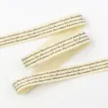 Cotton linen ribbon DIY craft printed decorative tape beige retro fabric strip for handmade bows - CP1-Off-white Script (20210728-01) / 1 Yard/Pack