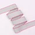 Hellgraues Ripsband mit pinker Spitzenkante für DIY Handarbeiten und Schleifen Zubehör. - Größe 1 / CP2 (Grau Mit Pink Kante)