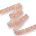 Pink floral cotton ribbon, DIY hair accessory craft tape for handmade bow decoration. - 1 Yard 16mm / Pink Floral (CP3)