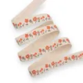 Ruban imprimé en lin et coton pour DIY accessoire de cheveux nœud matériel floral ruban - 1 Yard 16mm / Tulipe Orange Gris (CP2)
