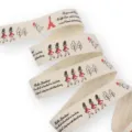 Cotton linen DIY ribbon tape with London guard and Eiffel tower print for handmade bows and crafts. - London Paris Landmark Pattern / 1 Yard 20mm / CP3