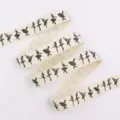 Beige cotton linen ribbon, DIY fabric trim with elegant black ballerina dancer print. - 1 Yard 16mm / Black Ballet Dancer (CP5)