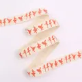 DIY cotton linen ribbon with red ballerina print, craft tape for hair bows and handmade sewing. - 1 Yard 16mm / Red Ballet Dancer (CP6)