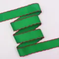 Green grosgrain ribbon with pink scalloped edge, ideal for DIY handmade crafts and bows. - Size 1 / CP6 (Green With Pink Edge)