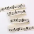 Cotton linen ribbon with musical note print for DIY crafts, bows, and hair accessories. - Black Musical Notes Stave Pattern / 1 Yard 20mm / CP4 (25mm)