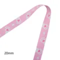 Pink cat paw ribbon 20mm double sided cute DIY craft lanyard strap detail view now - Cat Paw Pattern (M-21420-495) / Size 10