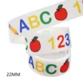 22mm educational cartoon printed ribbon variant, perfect for DIY bows and hair accessories. - Size 10 / White (M-21610-815)