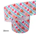 38mm heat transfer printed ribbon grosgrain ribbon pink heart floral DIY crafts 10 yards - Pink Twill Heart Style (M-21723-1149) / 10 Yards