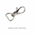 Silver metal swivel lobster clasp D-ring trigger hook for 16mm ribbon DIY keychain strap - 16mm Width Style (A-21423-777) / 1 Piece