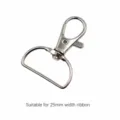 Silver metal swivel lobster clasp with D-ring, perfect for 25mm wide ribbon and DIY bag strap accessories. - 25mm Width Style (A-21423-779) / 1 Piece