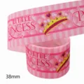 38mm pink cartoon crown printed grosgrain ribbon for handmade DIY crafts and gift wrapping. - Style 1 (M-21329-292) / Size 10