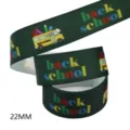 Κορδέλα Grosgrain 22mm με Σχολικό Θέμα για Φιόγκους Μαλλιών και DIY Κατασκευές. - Σκούρο Πράσινο Σχολικό Λεωφορείο (M-21610-821)