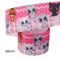 38mm pink cartoon cat grosgrain ribbon for DIY crafts, gift wrapping, hair bow accessories - Pink Cat Tiger (M-21723-1172) / 50 Yards/Pack