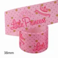 38mm pink cartoon princess grosgrain ribbon for handmade DIY crafts and gift wrapping. - Style 4 (M-21329-295) / Size 10