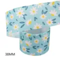 38mm blue daisy printed grosgrain ribbon for handmade hair bow clips DIY craft gift wrapping. - Size 10 / Blue Daisy Style