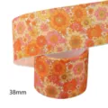 38mm retro bloemachtig grosgrain lint voor handgemaakte DIY ambachten en geschenkverpakking. - Helder Levendig Vintage Bloemen Stijl (M-21723-1154)