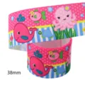 38mm cartoon ocean ribbon pink blue striped grosgrain ribbon for handmade DIY craft accessories - Pink Blue Sea Animal (M-21723-1171)