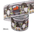 10 Yards 38mm Halloween Gnome Pumpkin Leopard Print Grosgrain Ribbon for DIY Crafts - Pumpkin Leopard Gnome (M-21723-1159) / Size 10