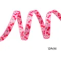 Rosa Kirschmuster Stoffband 10 mm breit für DIY Haarschleifen und Handyband Handarbeiten - Rosa Hintergrund Rote Kirsche Stil (M-21603-764) / Größe 10