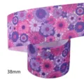 38mm bloem bedrukt grosgrain lint voor handgemaakte DIY ambachten en haarstrikken. - Roze Paars Rijk Bloemen Stijl (M-21723-1156)