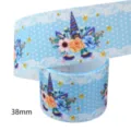 38mm blue cartoon unicorn grosgrain ribbon for hair bows DIY crafts gift wrapping - Unicorn Floral (M-21723-1173)