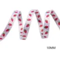 10mm breites süßes erdbeer muster gedrucktes band diy haar zubehör handwerk nähen - Weißer Hintergrund Rosa Erdbeere Stil (M-21603-765)