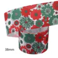 38mm bloemig grosgrain lint warmteoverdracht bedrukte stofbekleding voor doe-het-zelf handwerk strikken. - Rood Groen Wit Contrast Bloemen Stijl (M-21723-1157)