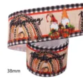 Ruban Grosgrain Imprimé Léopard Citrouille Gnome Thanksgiving 38mm Rouleau Bricolage Déco - Gnome Citrouille Action de Grâces (M-21723-1162)