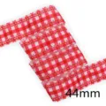 Cinta a cuadros rojo y blanco con bordes calados, 44 mm de ancho para manualidades y costura. - 1 Yard / Gingham Rojo y Blanco (CP14)