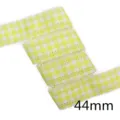 Cinta de cuadros vichy amarilla de 44mm con borde de encaje, ideal para lazos y manualidades. - 1 Yard / Gingham Amarillo y Blanco (CP15)