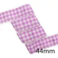 Cinta a cuadros morada con borde de encaje calado, 44mm de ancho para manualidades DIY. - 1 Yard / Gingham Púrpura y Blanco (CP17)