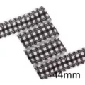 Cinta de cuadros vichy blanco y negro de 44 mm de ancho con borde de encaje para manualidades. - 1 Yard / Gingham Negro y Blanco (CP18)