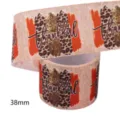 Ruban gros-grain imprimé léopard thanksgiving 38mm pour loisirs créatifs couture et nœuds - Imprimé Léopard Thankful (M-21723-1163)